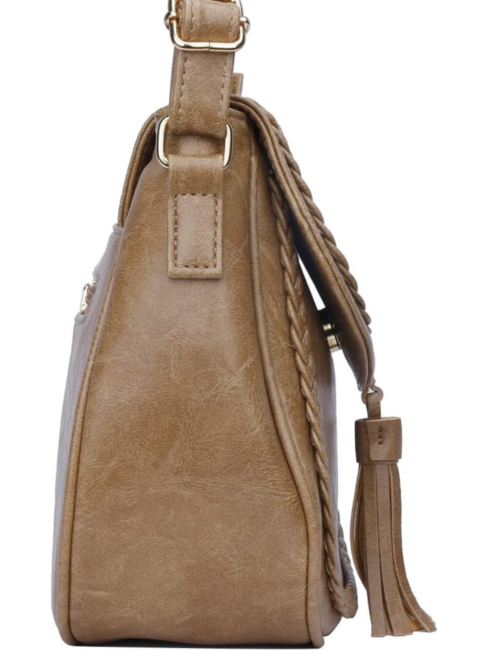 Casual Crossbody Bag for Women, Small Flap Saddle Purses with Tassel | Adjustabl - Picture 5 of 8
